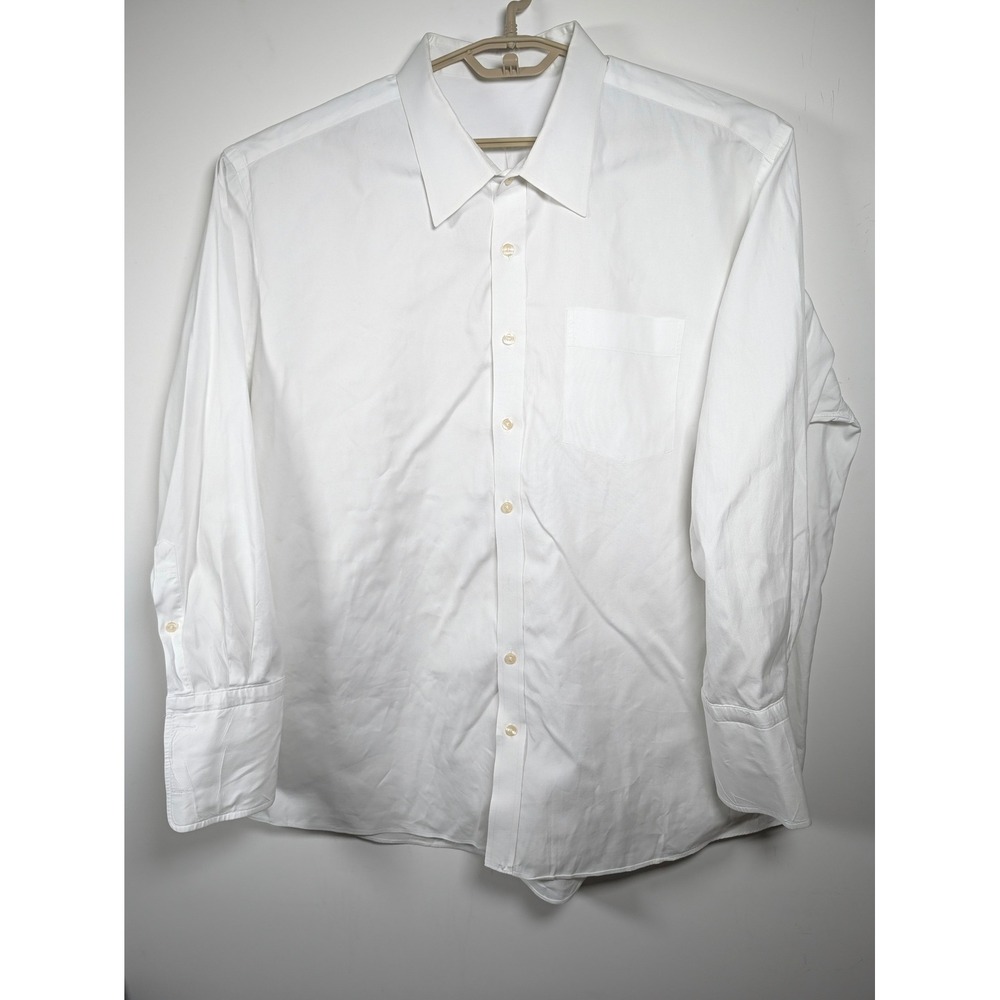 Brooks Brothers Mens Dress Shirt White Cotton French Cuff Monogram RWP Large L